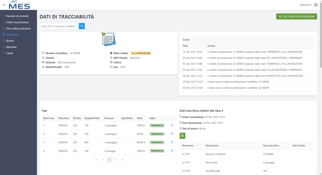 Light-MES tracciabilità produzione